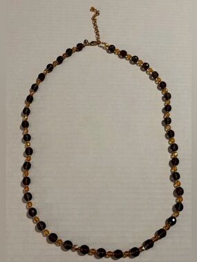 Joan Rivers Beaded Necklace Amber & Topaz Mixed Size Faceted Glass Gold Tone 10